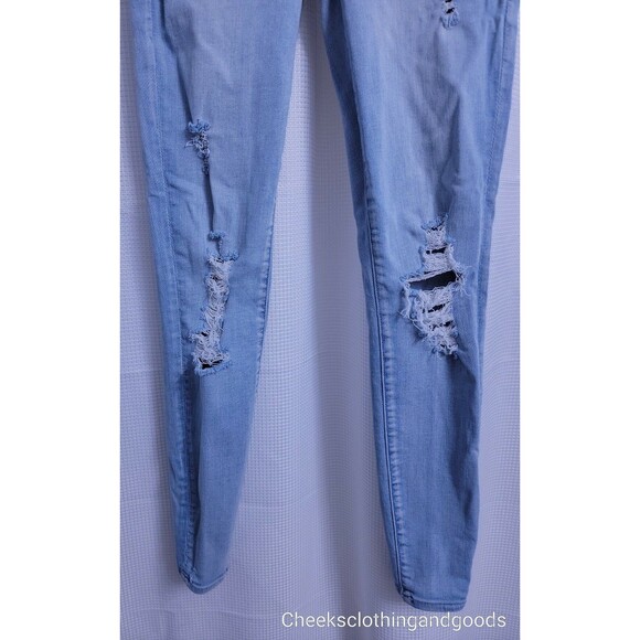 American Eagle Hi-Rise Jegging Distressed Light Wash Jeans size 2 Regular - Picture 3 of 7